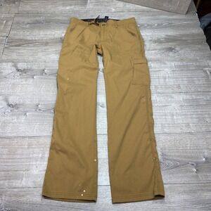 PrAna Cargo Pants Mens 34x34 Brown Nylon Stretch Workwear Hiking Snap Leg Hem